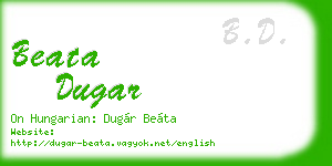 beata dugar business card