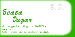 beata dugar business card